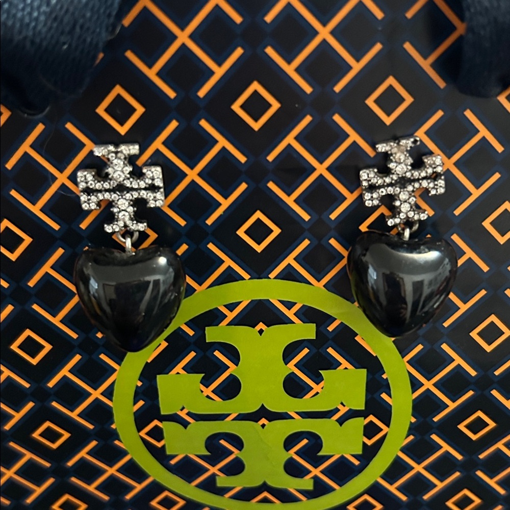 Tory Burch Kira Pave Black and Silver Stud Earrings